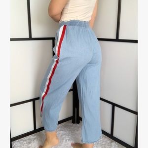 'Be Out In a Sec' Striped Chambray Pants
